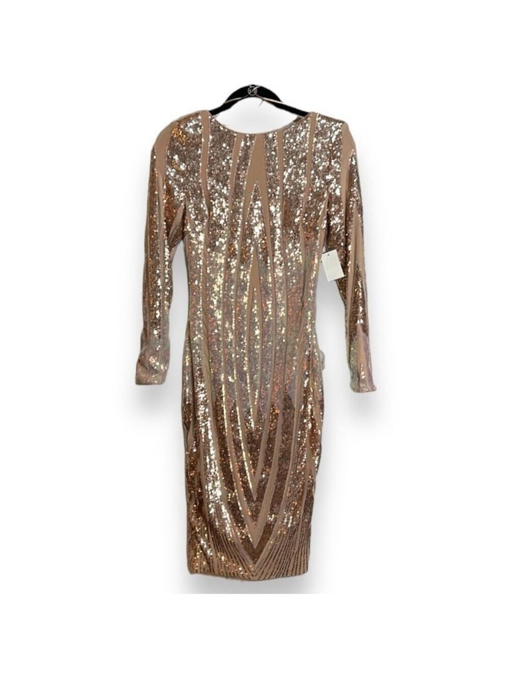 Dress The Population Black Label Emery Sequin Bodycon Midi Dress Size Small - Picture 3 of 14